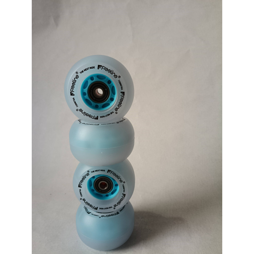 Set de cuatro ruedas luminosas de driftskate de la marca freeline skates de color azul empezar.