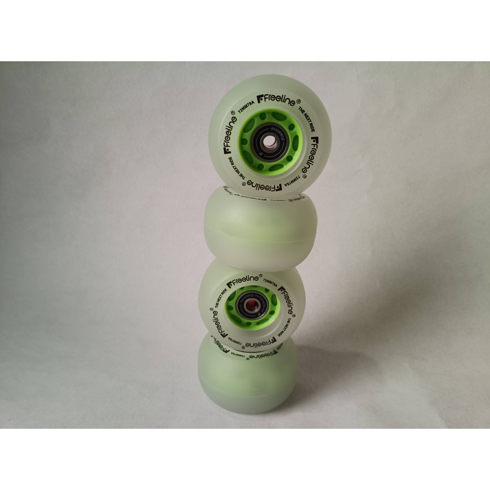 Set de cuatro ruedas luminosas de driftskate de la marca freeline skates de color verde empezar.