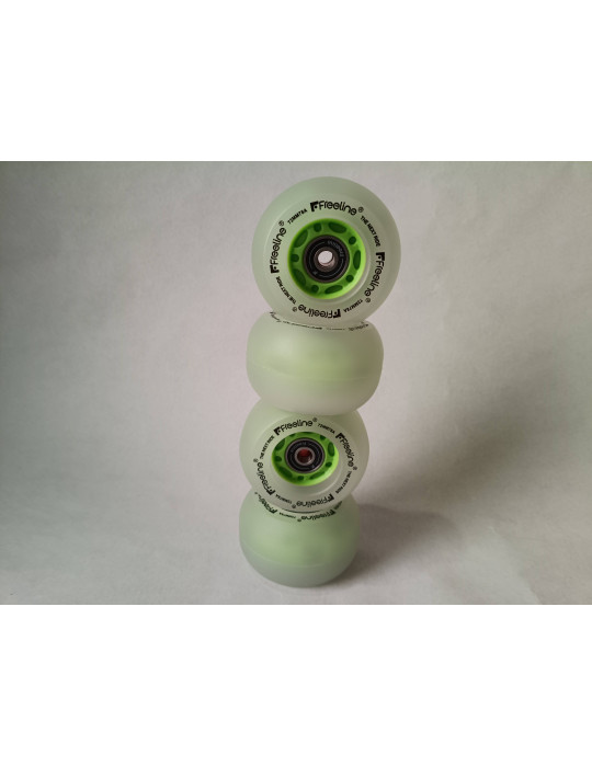 Set de cuatro ruedas luminosas de driftskate de la marca freeline skates de color verde empezar.
