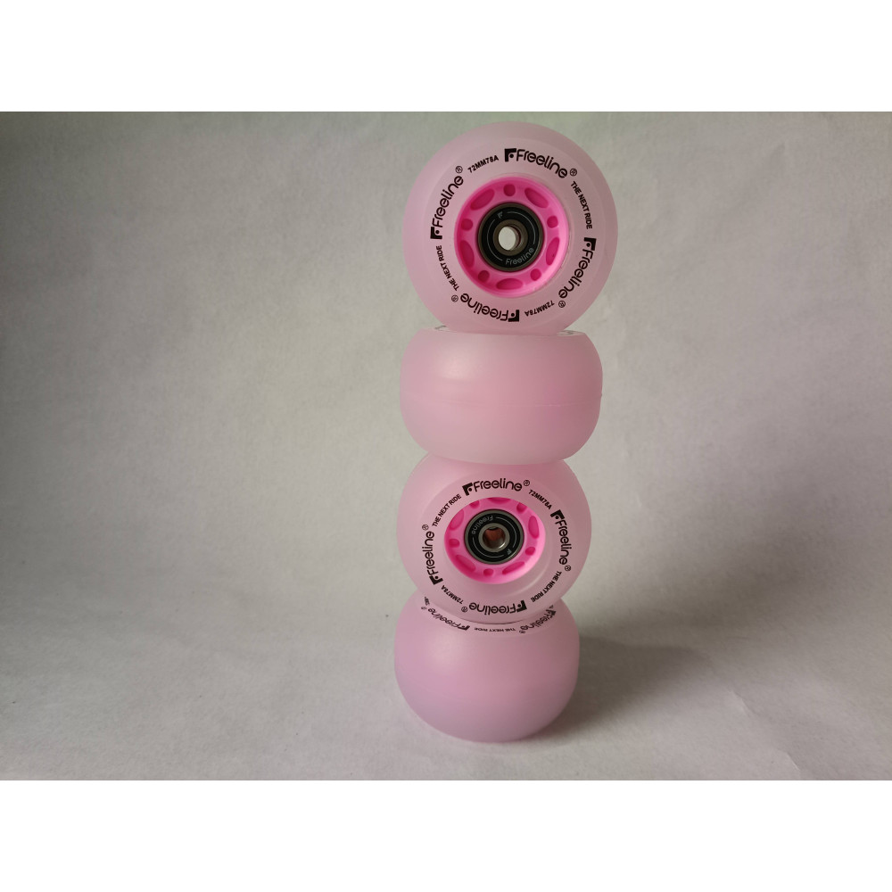 Set de cuatro ruedas luminosas de driftskate de la marca freeline skates de color rosa empezar.