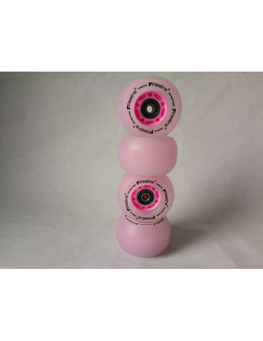 Set de cuatro ruedas luminosas de driftskate de la marca freeline skates de color rosa empezar.