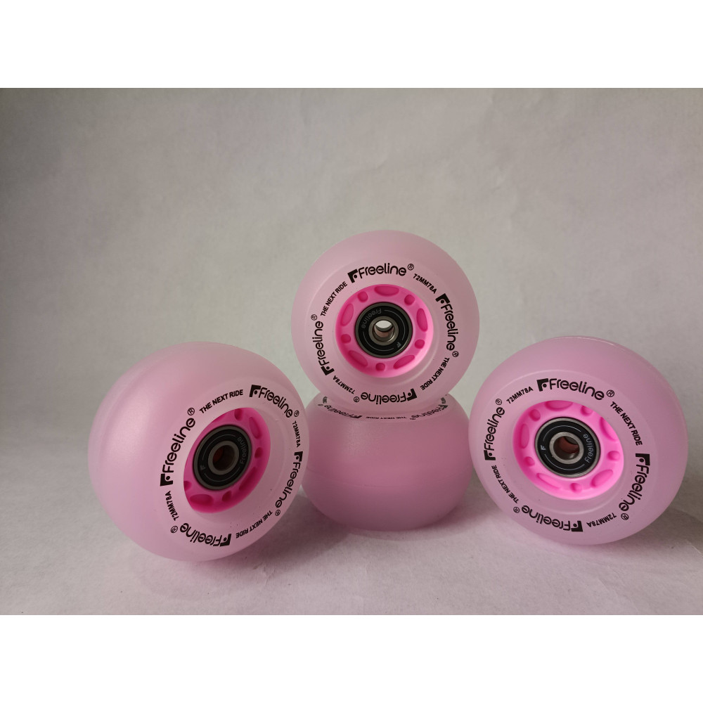 Set de cuatro ruedas luminosas de driftskate de la marca freeline skates de color rosa.