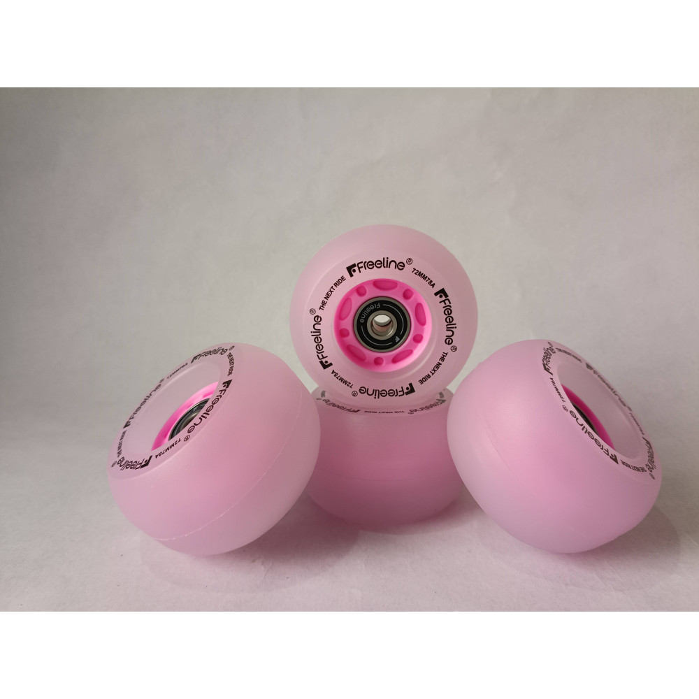 Set de cuatro ruedas luminosas de freeskate de la marca freeline skates de color rosa baratas.