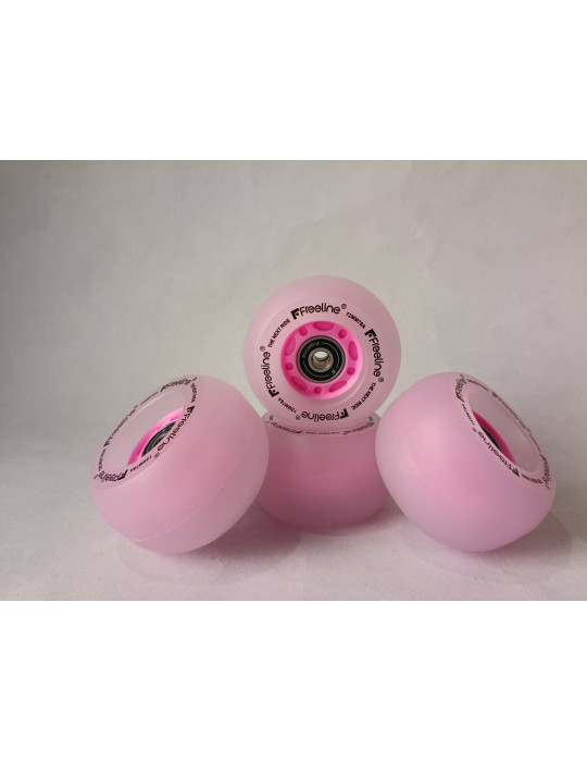 Set de cuatro ruedas luminosas de freeskate de la marca freeline skates de color rosa baratas.