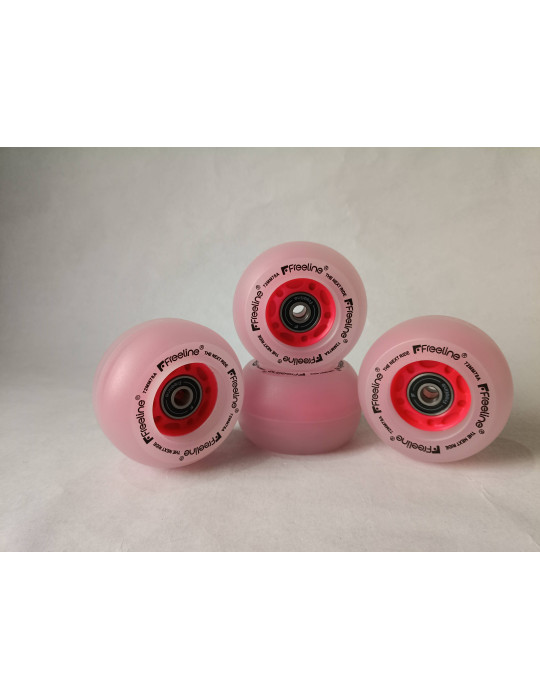 Set de cuatro ruedas luminosas de driftskate de la marca freeline skates de color rojo.
