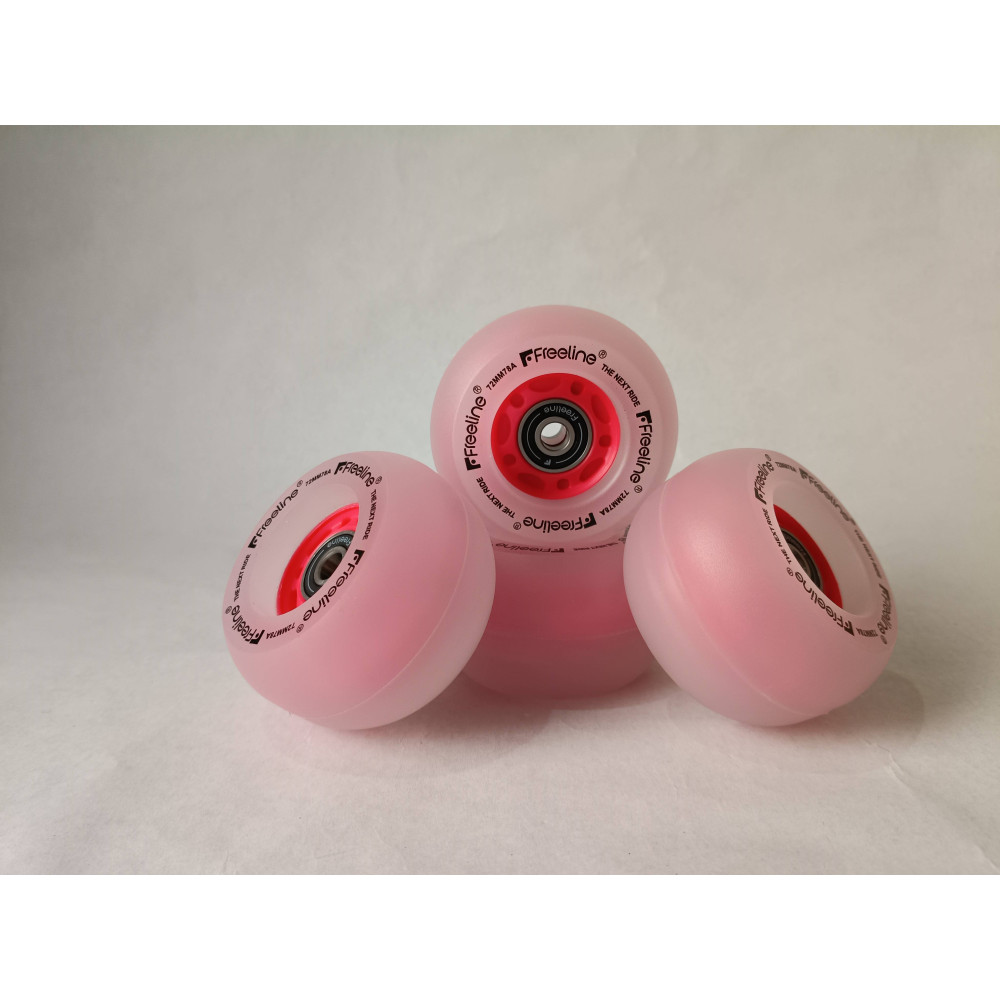 Set de cuatro ruedas luminosas de freeskate de la marca freeline skates de color rojo baratas.