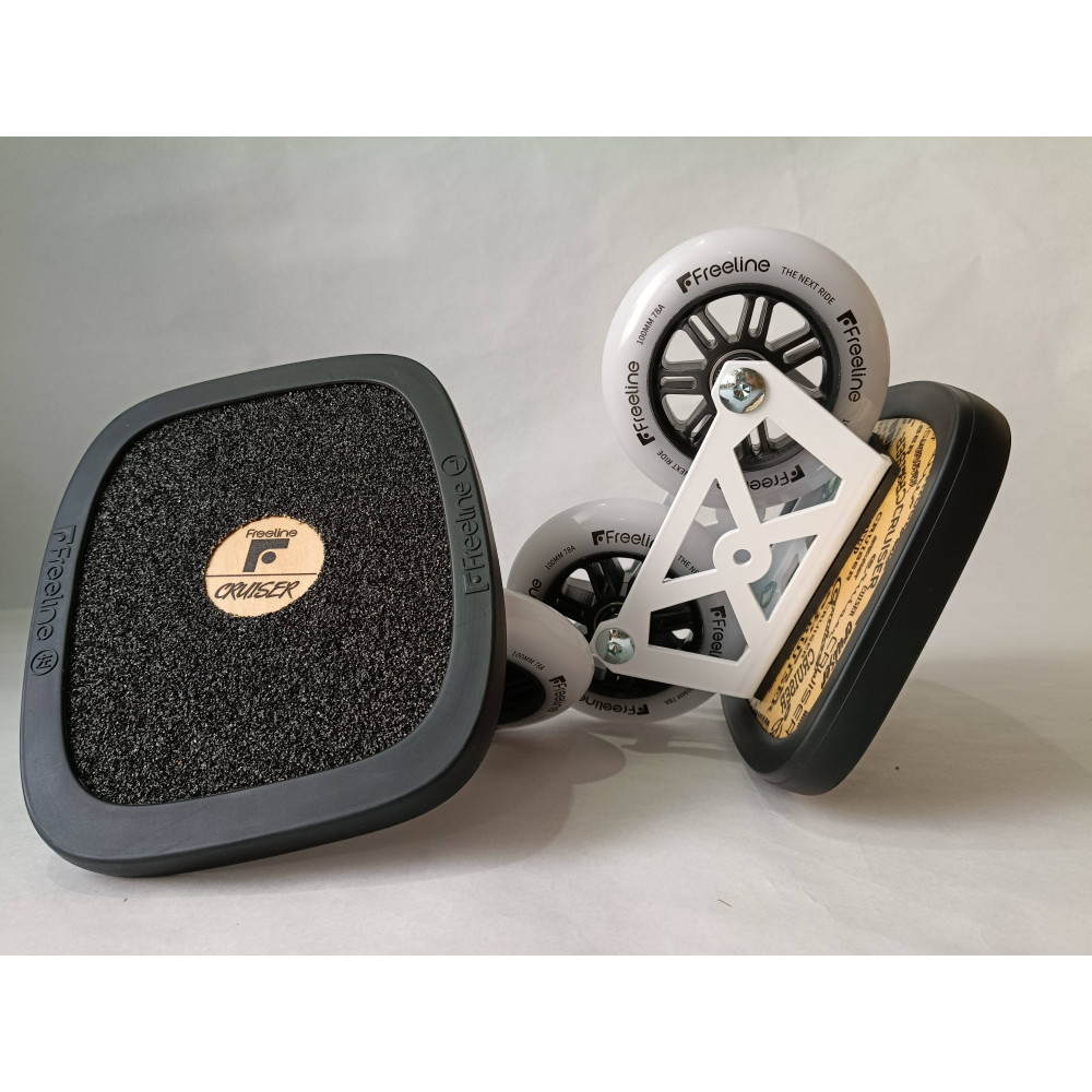 freeline skates Cruiser, vista detallada del diseño de las plataformas. blanco 100 mm jmk